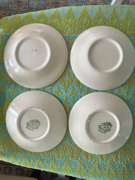 Blue Willow Dessert Plates, 3 Willow Ware, 1 USA pottery, Set of 4