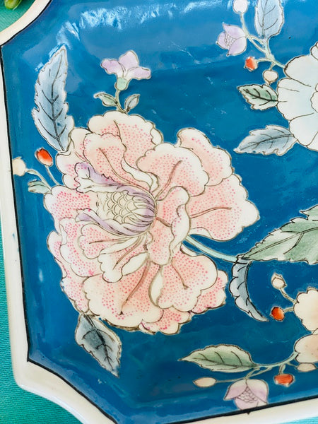 Vintage Ceramic Plate (2); Ginger Jar Floral Ceramic with Green Foo Dog Top