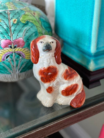 19th Century rust and white staffordshire dog figurine