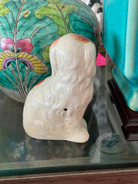 19th Century rust and white staffordshire dog figurine