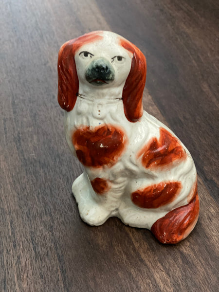 19th Century rust and white staffordshire dog figurine