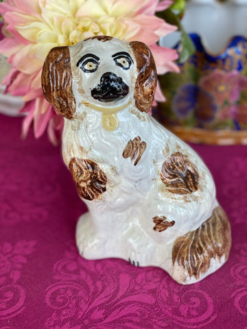 19th Century Vintage Brown and Cream Staffordshire dog