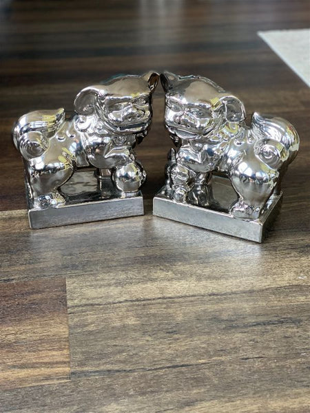 Pair of Silver Foo Dogs
