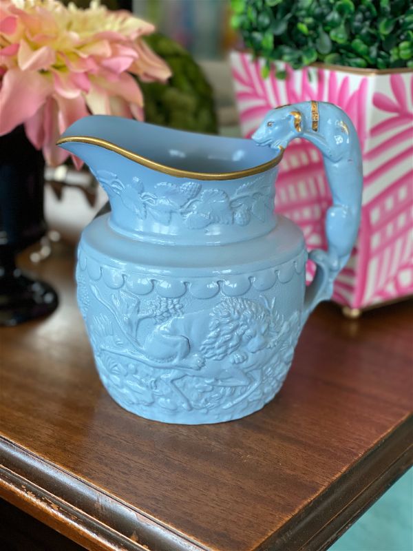 Bluehound handled  antique/vintage pitcher