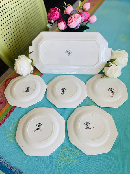 Antique Sandwich Plates with Sandwich Tray- H and K Tunstall 5 piece China Set