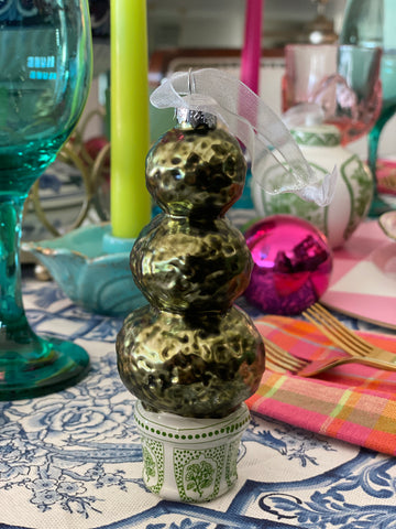 Triple topiary glass Christmas ornament