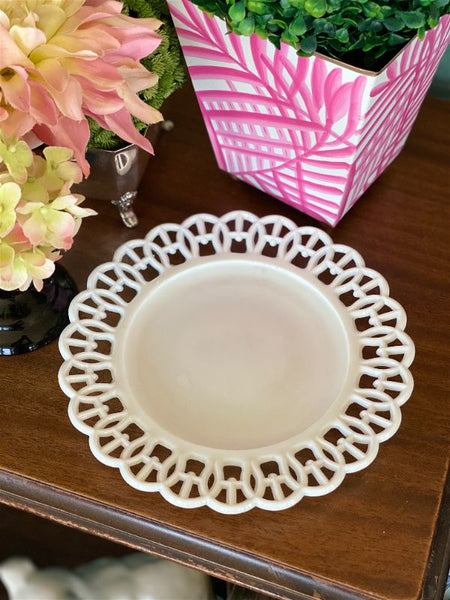 lace edge milkglass dinner plate