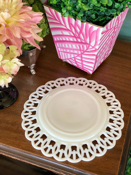 lace edge milkglass dinner plate