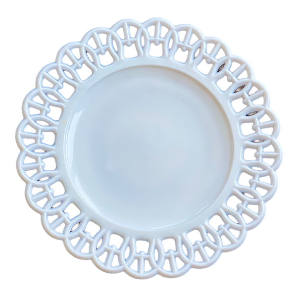 lace edge milkglass dinner plate