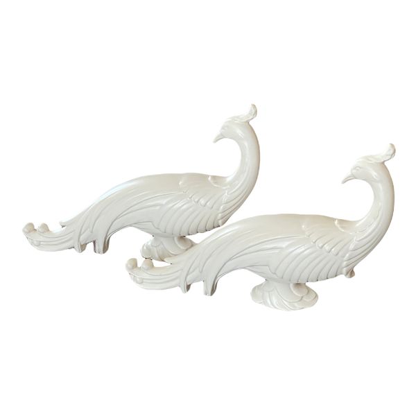 Vintage Pair Blanc de chin pheasant Figurines