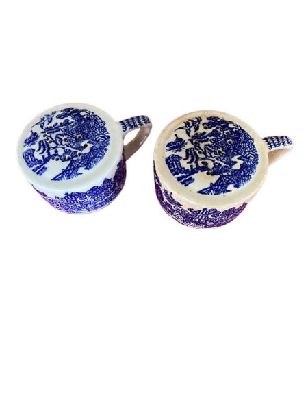 Antique Blue Willow Salt and Pepper Shakers